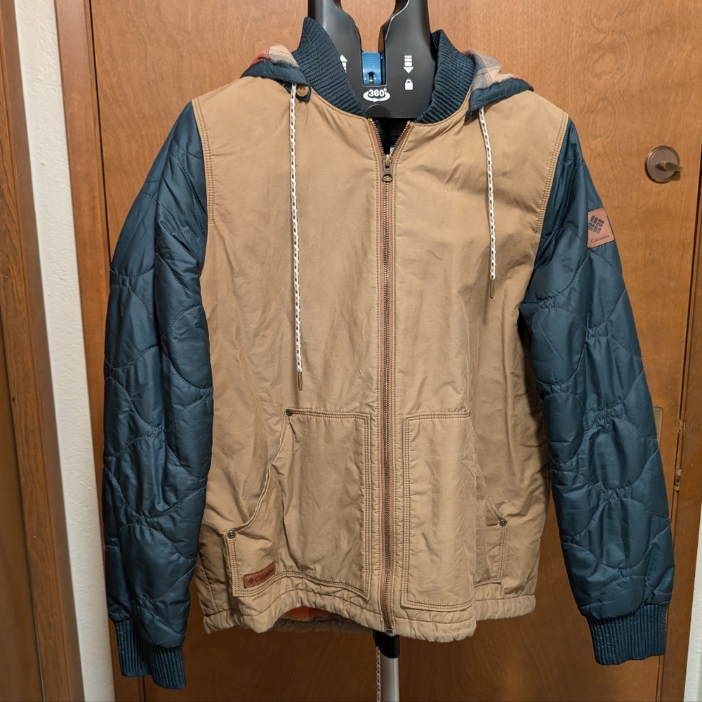 Columbia Cotton/Nylon Colorblock Hooded Jacket Women's Large